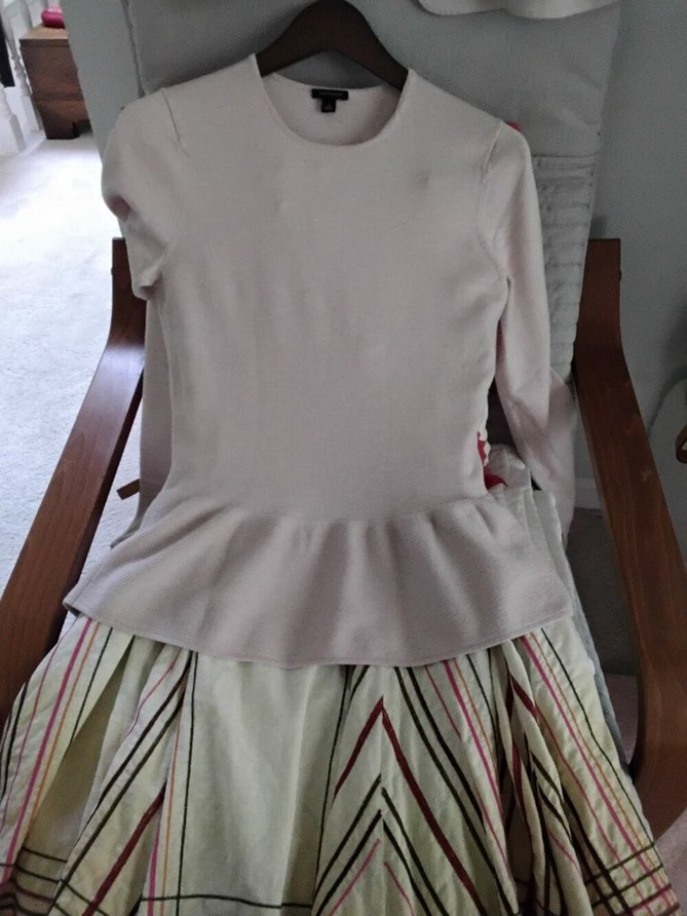 Ann Taylor Blush Pink & cream A-Line Peplum Knit Top – Size S - Picture 11 of 13